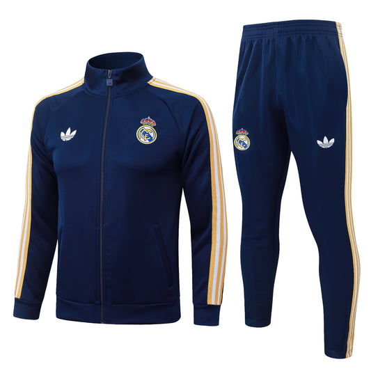Conjunto Real Madrid Zíper Longo Azul Marinho 26/27