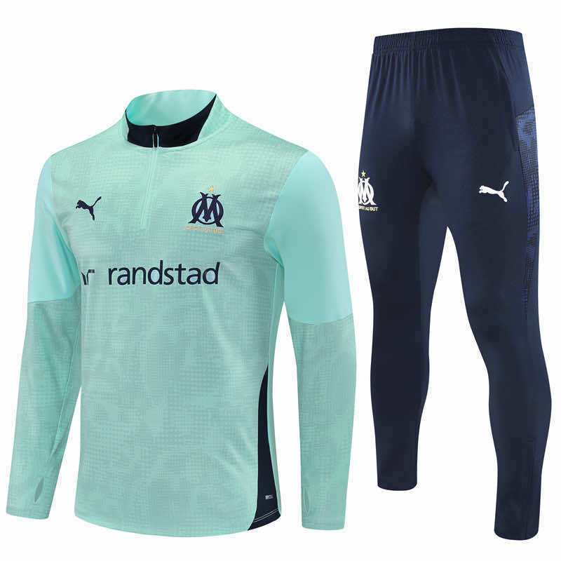 Conjunto Olympique de Marseille Zíper Curto Azul Claro