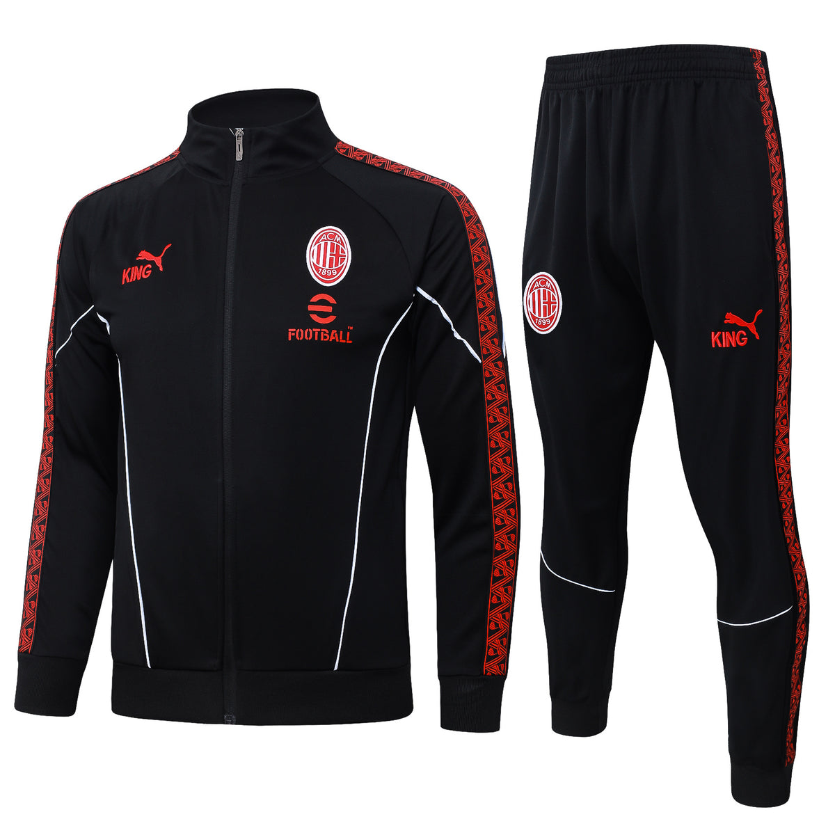 Conjunto AC Milan Zíper Curto Treino Preto