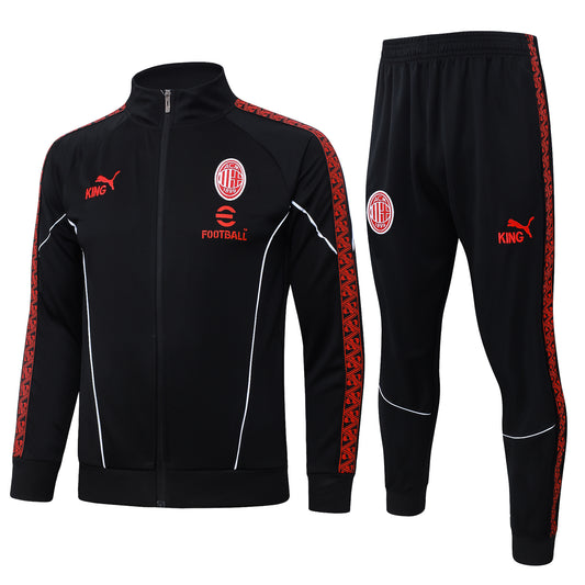 Conjunto AC Milan Zíper Curto Treino Preto