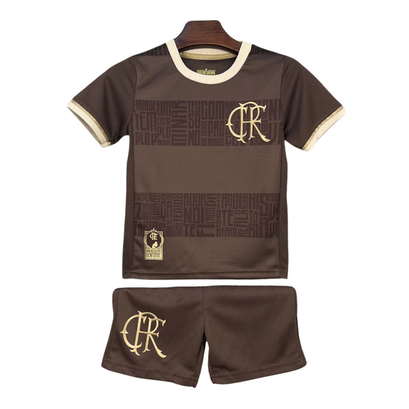 CONJUNTO INFANTIL FLAMENGO CONSCIÊNCIA NEGRA 2024/25 MARROM