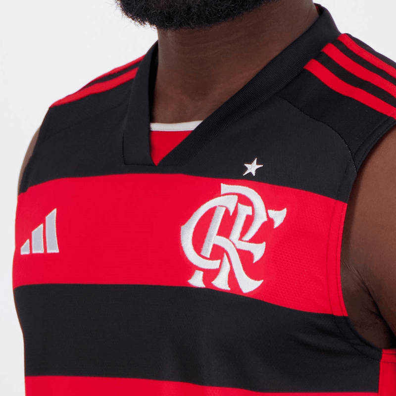 camisa_adidas_flamengo_2024_24-25_masculina-lançamento-torcedor-preta-VERMELHA-REGATA-SEM-MANGA